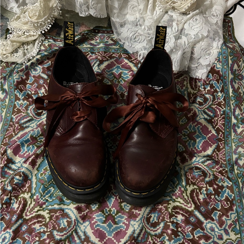 Dr. Martens Men's Dark Red Leather Oxfords